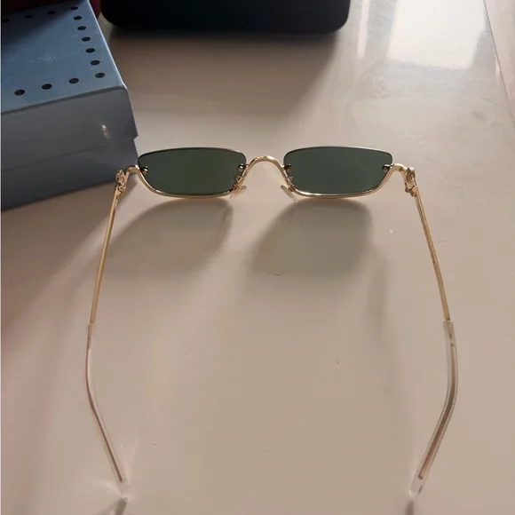Gucci Gold Sunglasses with Dark Green Lenses - Picture 6 of 7